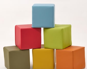 Soft Play Foam Building Blocks for Toddlers – Vegan Leather Stacking Cubes for Indoor Play