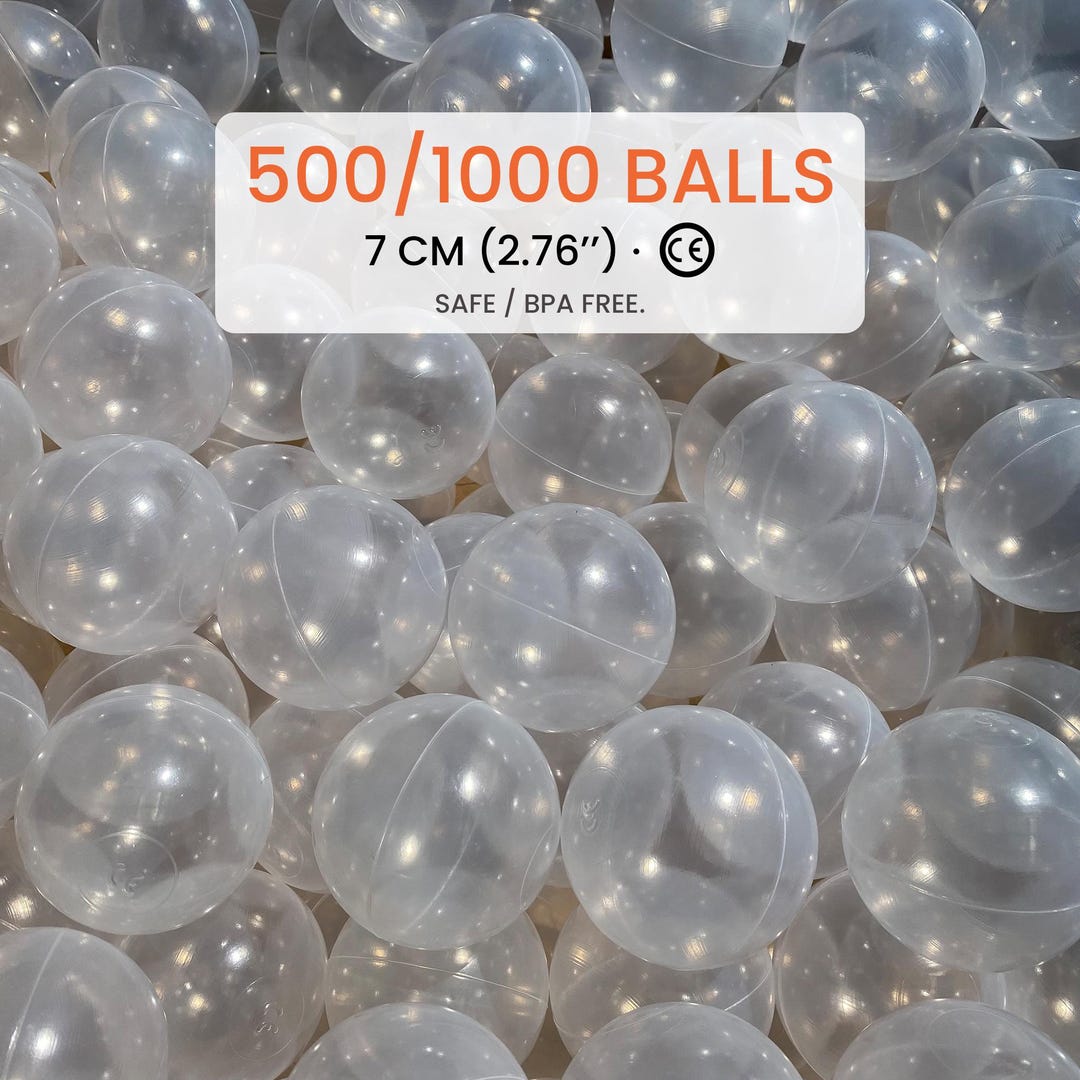 500 / 1000 Clear Transparent Ball Pit Balls 7 Cm (2.76