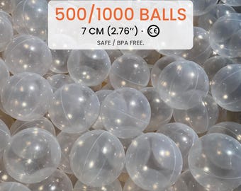 500 / 1000 Clear Transparent Ball Pit Balls 7 cm (2.76") BPA Free Non-Toxic Crush Proof Plastic