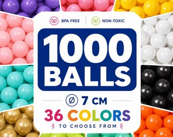 1000 Ball Pit Balls 7cm (2.76") | BPA Free Non-Toxic Crush Proof Balls | 36 Colors