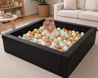 Black Soft Play Ball Pit, Large Foam Ball Pit, Baby Ball Pool, Montessori Playroom, Toddler Play Area, Soft Play Equipment