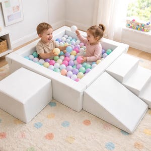 Piscina di palline morbida per bambini / Set da gioco in schiuma con scivolo e palline / Parco giochi al coperto / Area giochi Montessori per bambini piccoli