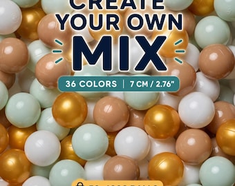 Custom Mix Ball Pit Balls 7 cm, Choose Your Colors, 50–1000 Plastic Play Balls, BPA Free, Non-Toxic Soft Play Balls