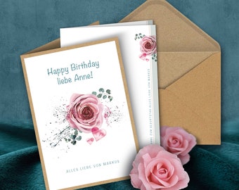 personalizable greeting card including insert and envelope, sturdy folding card, greeting card, e.g. birthday, anniversary, individual