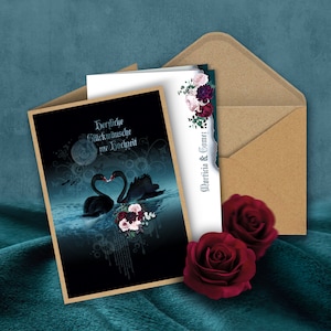 personalisierbare Glückwunschkarte »dark wedding« zur Hochzeit, inkl. Umschlag und passendem Einlegebogen, stabile Klappkarte, gothic