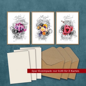 2x Glückwunschkarten inkl. Umschlag & Einlegebogen, Artwork, stabiles Kraftpapier