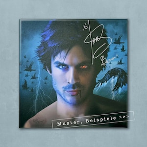 Unique piece, fan art, canvas picture, gift, autograph, the picture is designed personally and individually according to your wishes