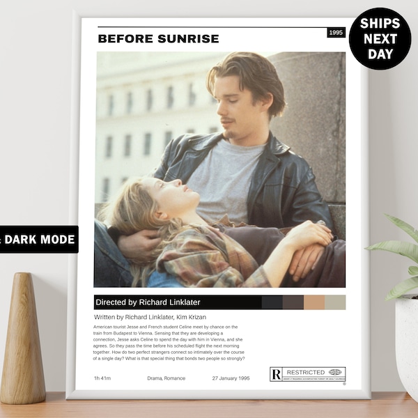 Before Sunrise Movie Poster, Movie Before Sunrise Minimalist Poster, Retro Vintage Wall Decor, Movie Poster