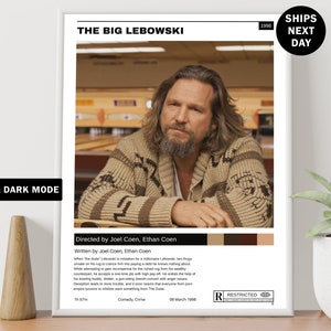 The Big Lebowski  Movie Poster, Movie The Big Lebowski Minimalist Poster, Retro Vintage Wall Decor, Movie Poster, Custom Poster