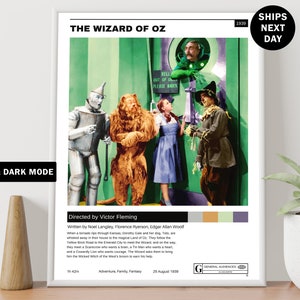 The Wizard of Oz Movie Poster, Movie The Wizard of Oz Minimalist Poster, Retro Vintage Wall Decor, Movie Poster, Custom Poster