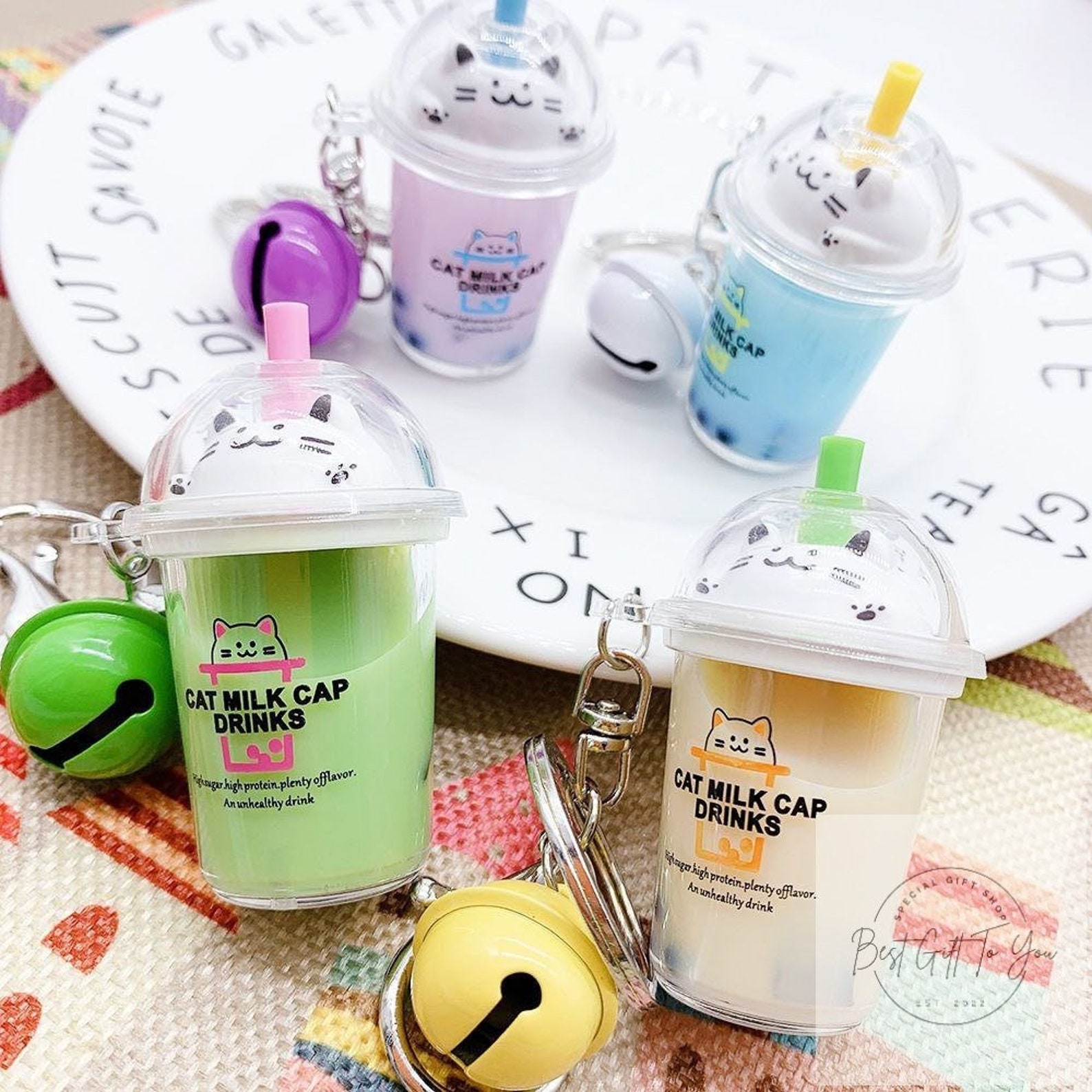 Boba Keychain Bubble Milk Tea Key Ring Cheese Foam Keychain Etsy