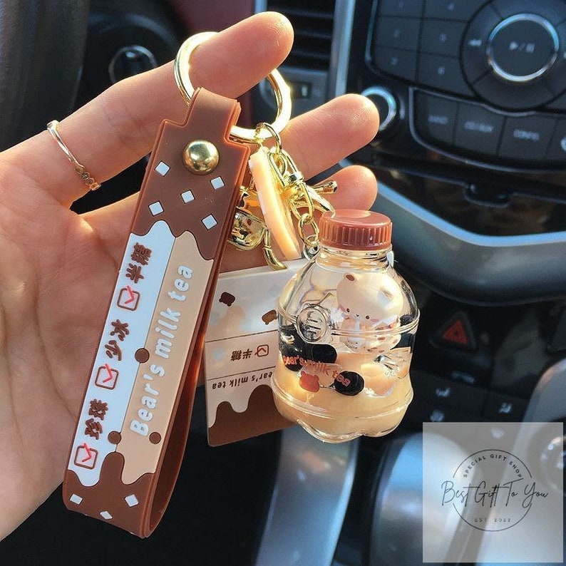 Cute Bear Bubble Tea Key Ring Boba Milk Keychain Boba Etsy Sweden