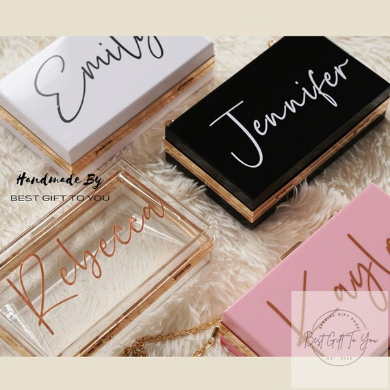 Personalized Acrylic Clutch Wedding Gift Bridesmaid Etsy