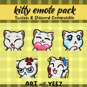 White Kitty Emote Pack for Twitch and Discord | Cat Emotes | Cute Emotes | White Cat | Instant Digital Download | Twitch Emote Artist