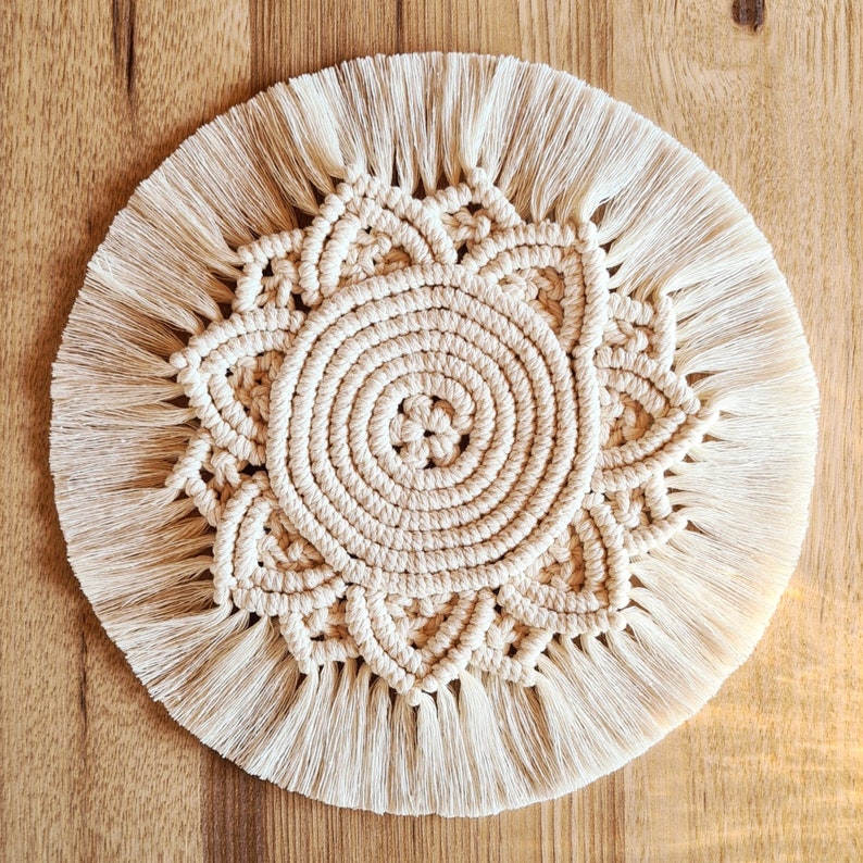 Handmade doily coaster decorative doily coaster natural white macrame table decoration home decoration cozy boho style decoration gift idea woman image 1