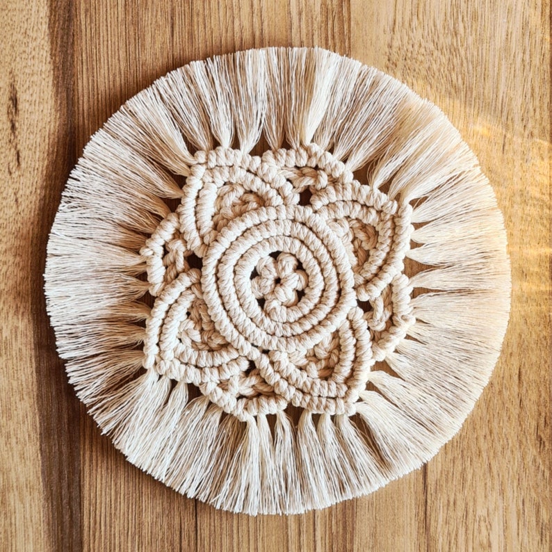 Handmade doily coaster decorative doily coaster natural white macrame table decoration home decoration cozy boho style decoration gift idea woman image 4