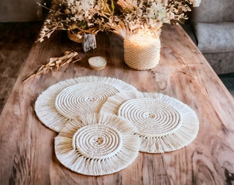 Handmade doilies coaster decorative doilies macrame natural white elegant table decoration living room decoration boho decorative coasters for decoration / plants