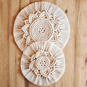 Handmade doily coaster decorative doily coaster natural white macrame table decoration home decoration cozy boho style decoration gift idea woman image 2