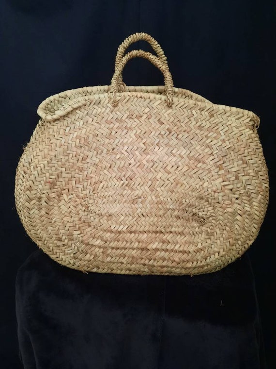 70s Authentic Vintage Large Straw Beach Bag - Etsy