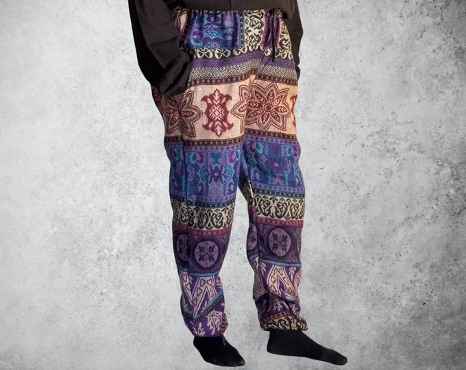 Ezhippie Männer Bohemian Cargo Traditionelle Patchwork Hippie Hose, S