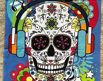 Beach Towel - Sugar skull / Candy Skull style 70cm x 150cm