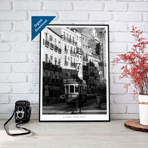 Lisbon Street Wall Art, Portugal  Print, DIY, Minimalistic print, Black and White Travel Print, Lisbon Travel Poster,Decorations Lisbon tram
