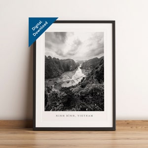 Ninh Binh Travel Print, Digital Download, Black and White, Travel Print, Vietnam Travel Posters