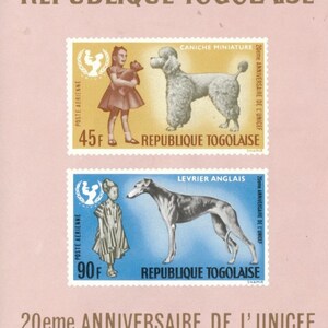 Togo 1967 - UNICEF, 20 Years, Dogs - Imperf Souvenir Sheet - Scott C64a - MNH