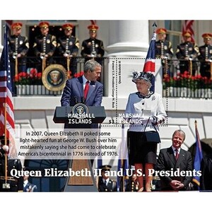 Marshall Islands 2021 - Queen Elizabeth II, President George W Bush - Souvenir Sheet - MNH