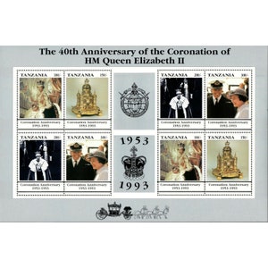 Tanzania 1993 - Coronation of Queen Elizabeth II - Sheet of 8v - Scott 996 - MNH