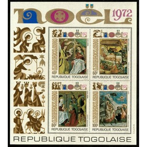 Togo 1972 - Christmas Paintings - Imperf Souvenir Sheet - Scott C193a - MNH