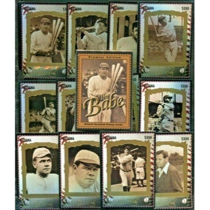 Guyana - Babe Ruth set of 12 Gold Foil Baseball Cards