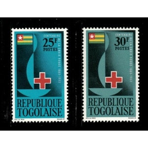 Togo 1963 - Red Cross Centenary, Health - Set of 2v Stamps - Scott 452-53 - MNH