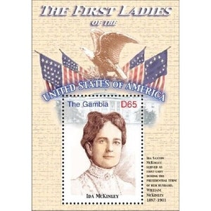 Gambia The First Ladies Of The United States - IDA MCKINLEY - Souvenir Stamp Sheet - MNH