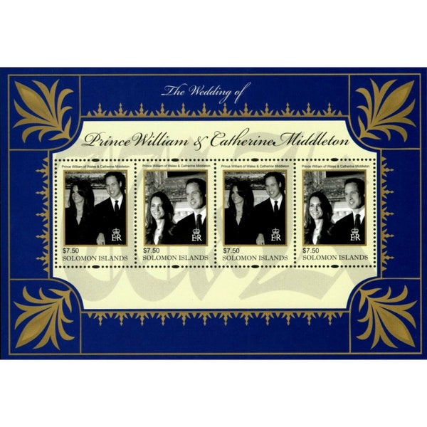 Solomon Islands 2011 - Royal Wedding, Prince William & Kate - Sheet of 4v Stamps - Scott 1142 - MNH