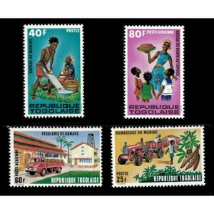 Togo 1972 - Cassava Production, Yuca - Set of 4v Stamps - Scott 812-13, C177-78 - MNH