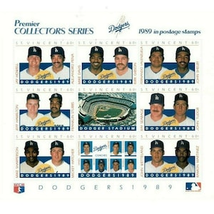St. Vincent 1989 - Dodgers MLB, Baseball, Trainer - 9 Stempelbogen - MNH