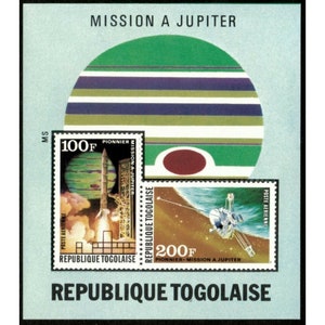 Togo 1974 - Jupiter Probe, Pioneer, Space - Souvenir Sheet - Scott C228a - MNH