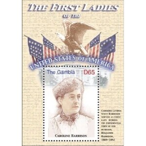 Gambia - The First Ladies Of The USA - CAROLINE HARRISON - Souvenir Briefmarkenbogen - postfrisch