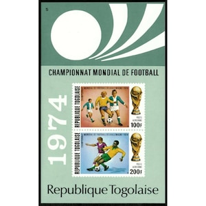 Togo 1974 - FIFA World Cup Duitsland - Imperf Postzegel Souvenir Sheet - Scott C216a - MNH