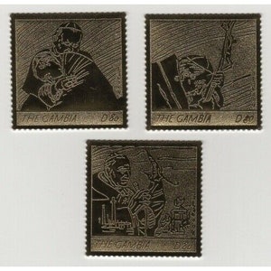 Gambia 2005 - Pope John Paul II, Gold Metal - Set of 3v Stamps - Scott 2995-3000 - MNH