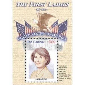 Gambia - The First Lady Of The United States - LAURA BUSH - Souvenir Stamp Sheet - MNH