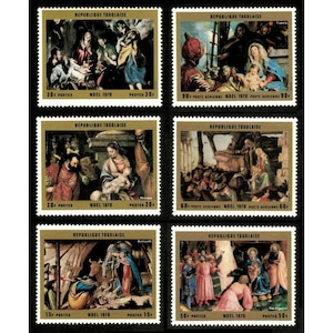 Togo 1970 - Christmas Paintings - Set of 6v Stamps - Scott 760-63, C141-42 - MNH