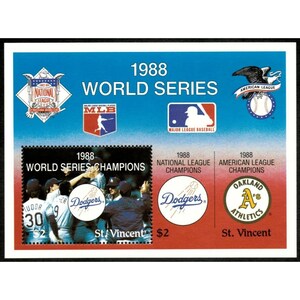 St. Vincent 1989 - 1988 World Series, LA Dodgers, Oakland - S/S - 1183 - MNH