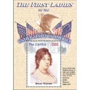 Gambia - The First Ladies Of The USA - DOLLEY MADISON - Souvenir Stempelbogen - postfrisch