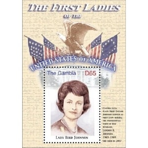 Gambia - The First Lady Of The United States - Lady Bird JOHNSON  - Souvenir Stamp sheet - MNH