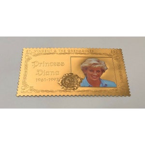 St. Vincent 1998 SC# 2620 Princess Diana, Royalty, 22K - Gold Stamp - MNH