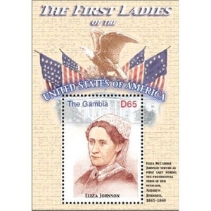 Gambia - The First Ladies Of The United States - ELIZA JOHNSON - Souvenir Stamp Sheet - MNH