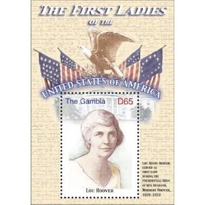 Gambia - The First Lady Of The United States - LOU HOOVER - Souvenir Stamp Sheet - MNH