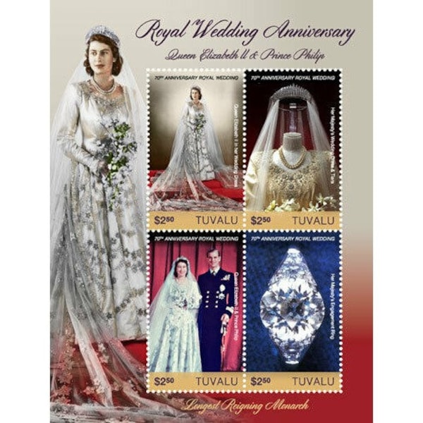 Tuvalu 2018 - Queen Elizabeth II, Wedding Anniversary - Sheet of 4v - MNH